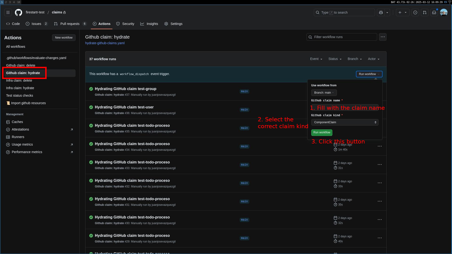 Hydrating a GitHub claim