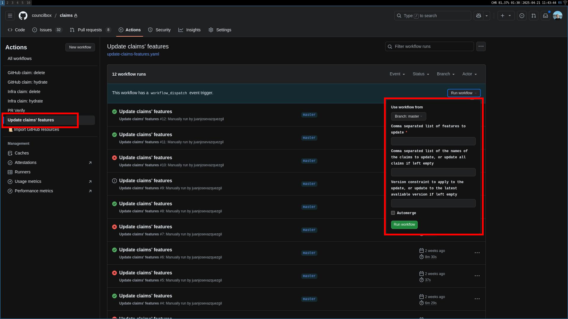 Update claims’ features